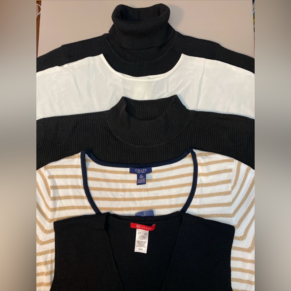 Lot Of 5!  Women’s Dress Casual Shirts XL / 12 Merino Wool, Cotton, Rayon, CHAPS